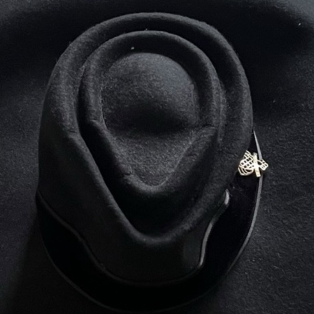 Henri Bendel Black Hazel Wide Brim 100% Wool Hat NWT One Size - Picture 8 of 8
